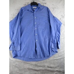 Brooks Brothers Shirt Mens 17-34 Blue Button Down Cotton Long Sleeve Classic Fit
